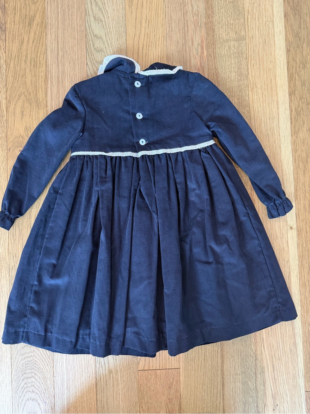 💙 Pepa London Classic Navy Long-Sleeve Girls' Formal Dress with White Trim - Picture 5 of 8